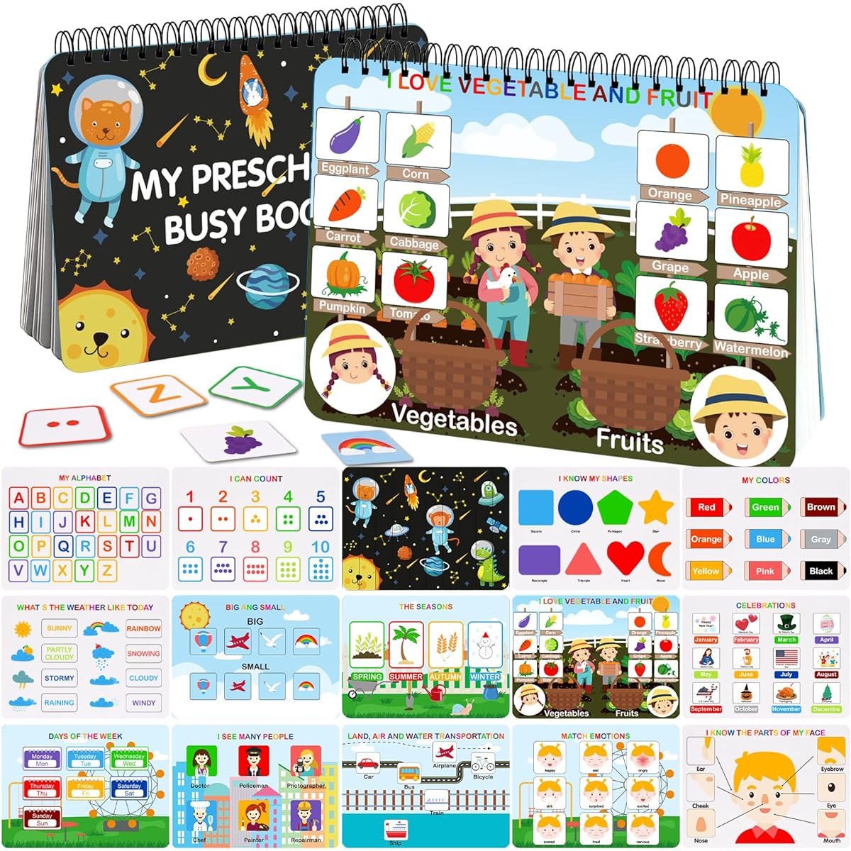 HAN-MM Preschool Workbook Busy Book Whiteboard Workbook with Markers for Beginners Trace and Write Alphabet ABC Letter Practice Line Tracing Pen Control