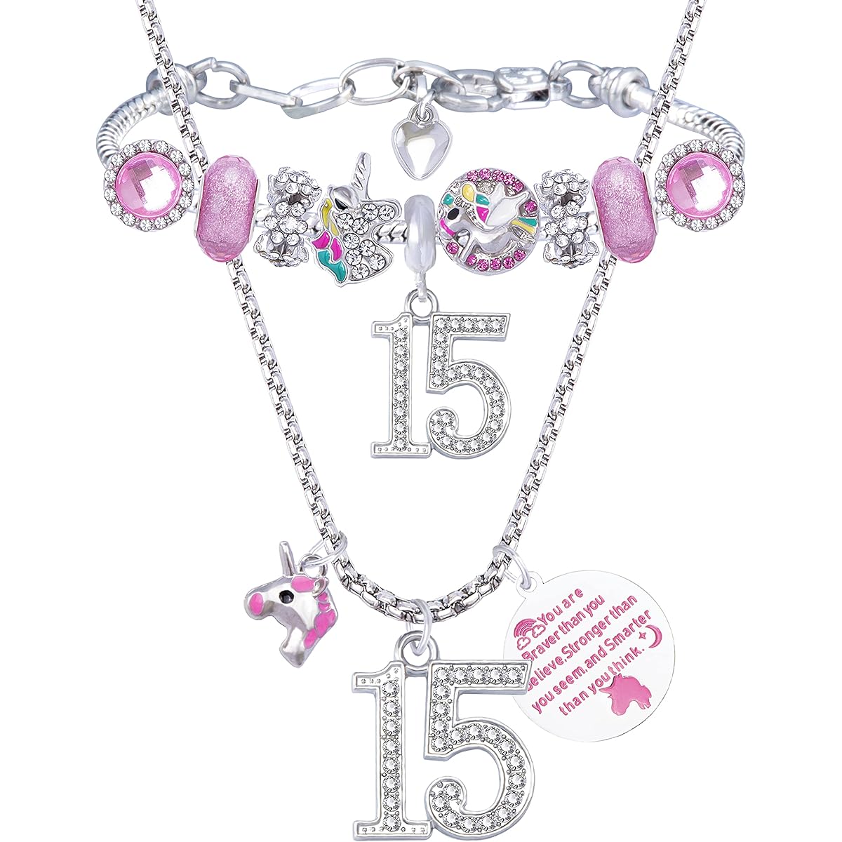 15th Birthday Gifts for Girls, 15th Bracelet, 15th Birthday Charm Bracelet, 15th Birthday Jewelry, 15th Birthday Necklace, 15th Bracelet, 15th Birthday Gifts for Teen Girls, 2XL, Metal