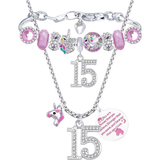 15th Birthday Gifts for Girls, 15th Bracelet, 15th Birthday Charm Bracelet, 15th Birthday Jewelry, 15th Birthday Necklace, 15th Bracelet, 15th Birthday Gifts for Teen Girls, 2XL, Metal