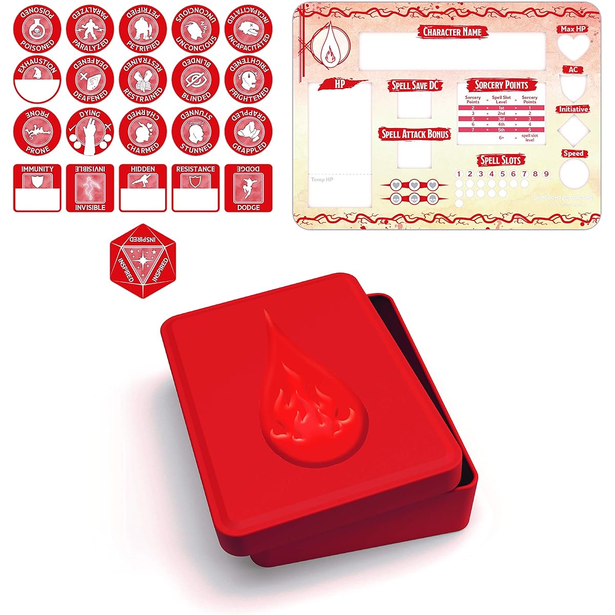 Dungeons & Dragons - Wizard Token Set (Player Board & 22 Tokens)