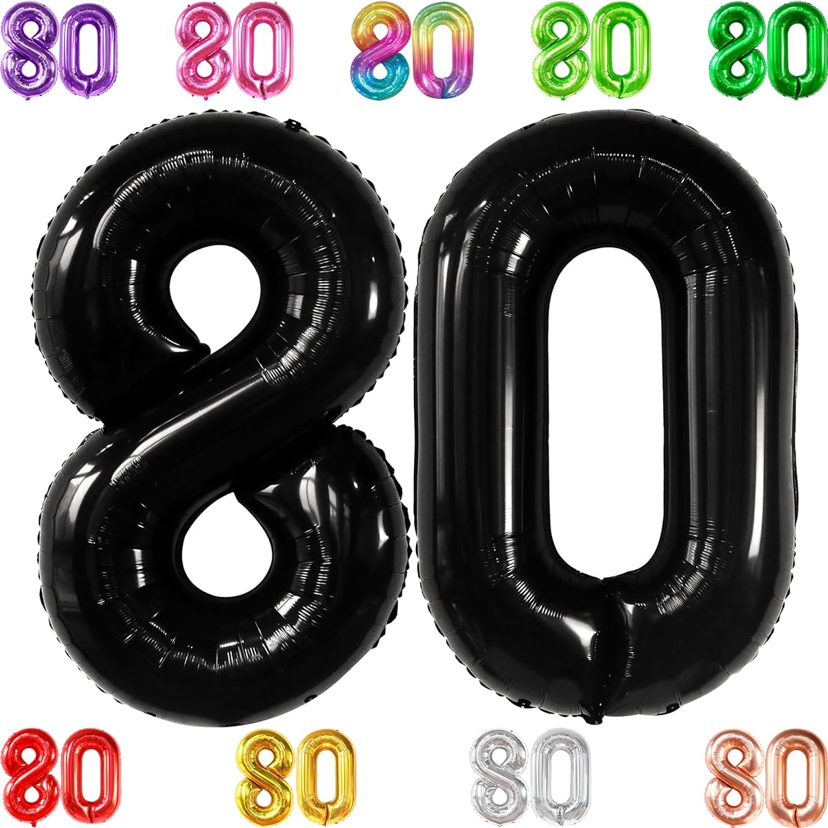 black number 80 foil balloon