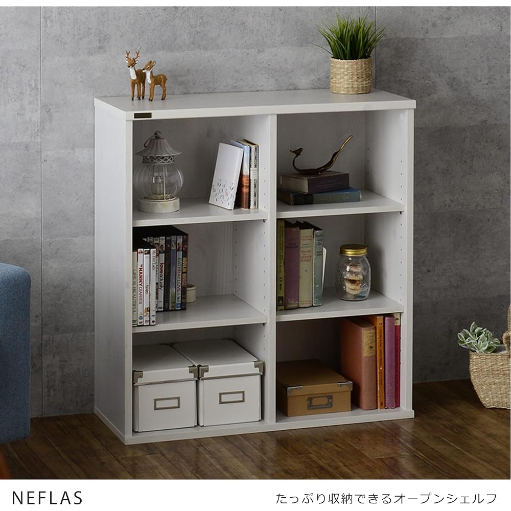 Sato Sangyo NEFLAS Open Shelf Width 75cm Depth 30cm Height 80cm White 3 Tier Shelf Can Be Placed Above Movable Shelf NF80-75OP WH