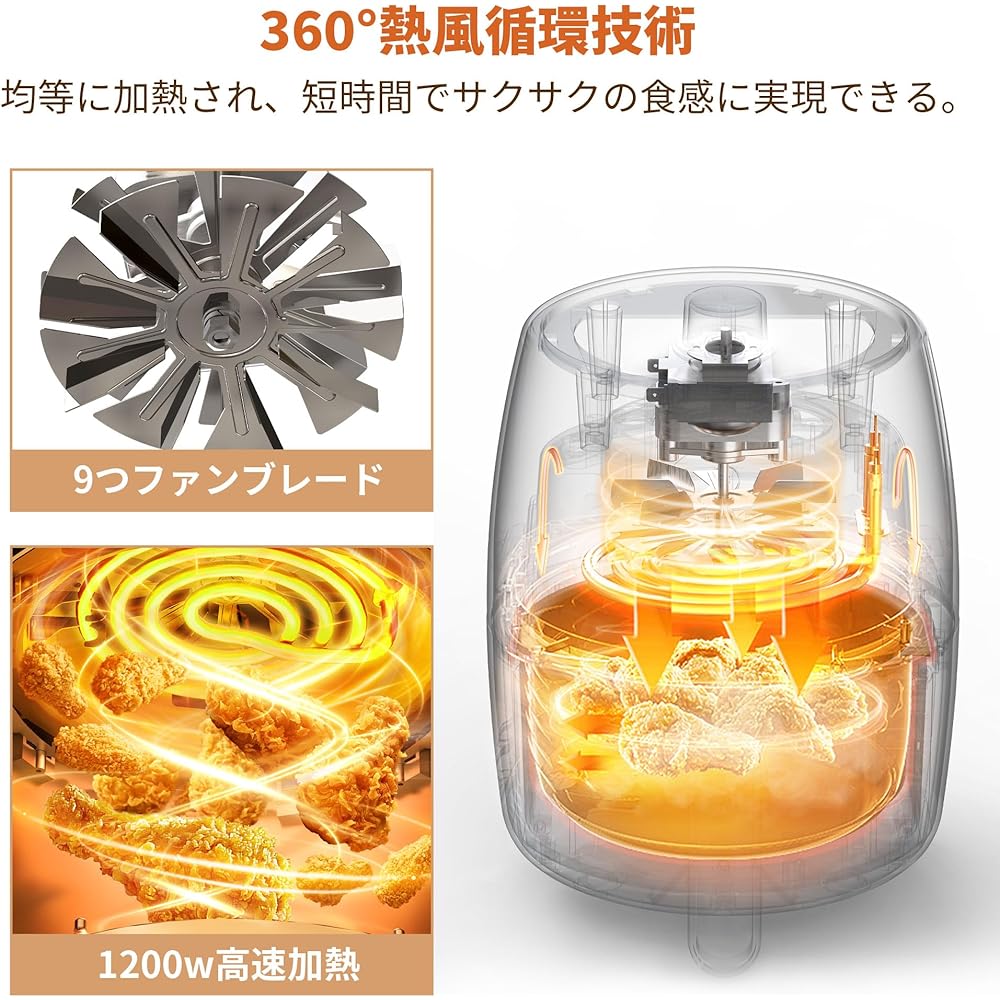 Non-fryer Air fryer For single people 1-2 people 2L Compact Non-fryer machine Oil-free Healthy Fryer SAMKYO White