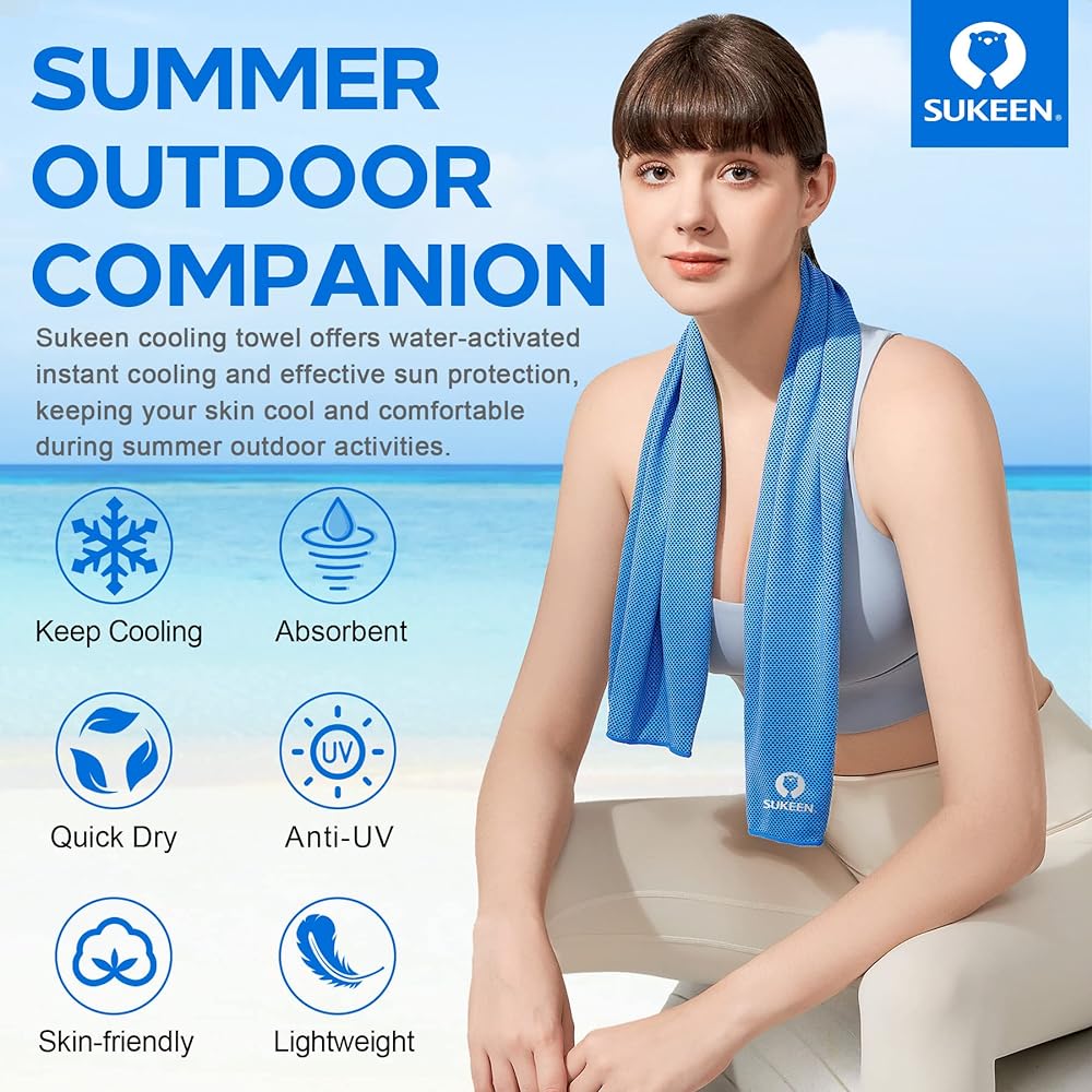 Sukeen Cooling Towel Set of 4 100x30cm Cooling Towel Soft and Breathable Cooling Towel Microfiber Towel for Yoga Sports Running Gym Workout Camping Fitness Workout and Other Activities