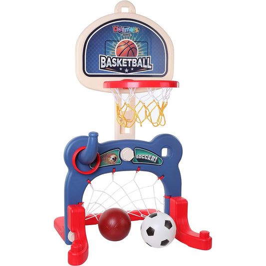 3-in-1 Kids Sports Center: Basketball Hoop, Soccer Goal, Ring Toss Playset - Indoor and Outdoor Activity Center for Toddlers - Active Kids Toys