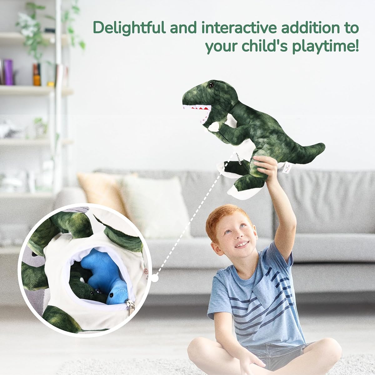 Snug A Babies | Plush Dinosaur Set of 7 - Tummy Stuffers Stuffed Animal - Soft and Snuggly Plush Toy - Super Soft, Skin-Friendly, and Non-Fade - Imaginative Playtime Toys Ideal for Girls and Boys