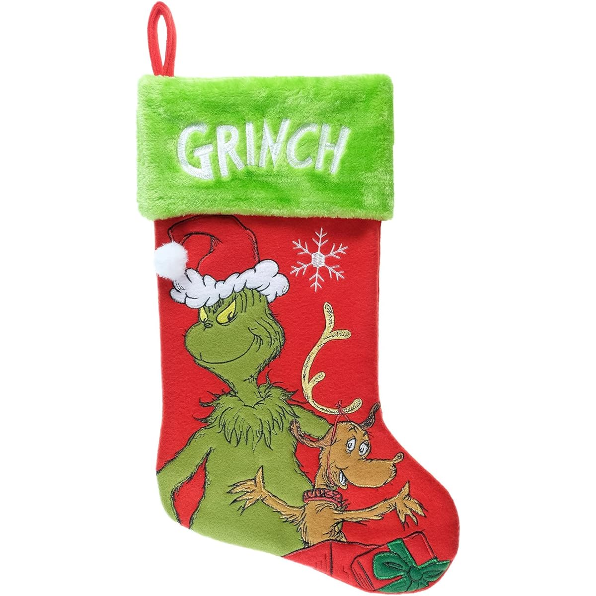 Ruz Dr Seuss How The Grinch Stole Christmas 20 Inch Applique Christmas Stocking Indoor Home Decoration Christmas Decoration or Gift Holder Christmas Present