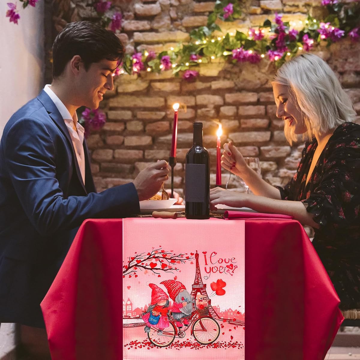 Valentine's Day Table Runner Valentine's Day Decoration Linen Table Runner