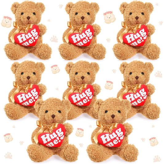 8 Pcs Stuffed Bears, Teddy Bear Hug Me Valentine's Day Gifts for Him, Bear Hug Pillows for Girlfriend Boyfriend Birthday Valentine's Party Favors