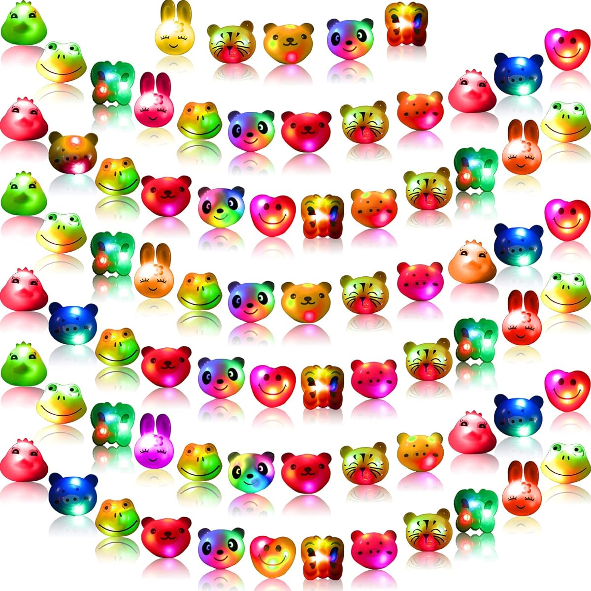 Skylety 80 Pack LED Light Up Bumpy Rings for Kids Party Favors Flashing Fingers Glow in the Dark Rings for Classroom Parties Birthday Treats Toys Treasure Chest