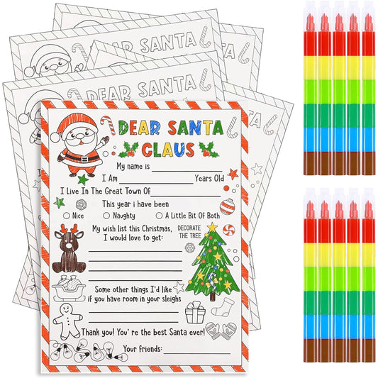 30 Pieces Make Your Own Letter to Santa Wish List for Kids Coloring Book Christmas Crafts for Kids Santa Letters Christmas Activities Christmas Paper