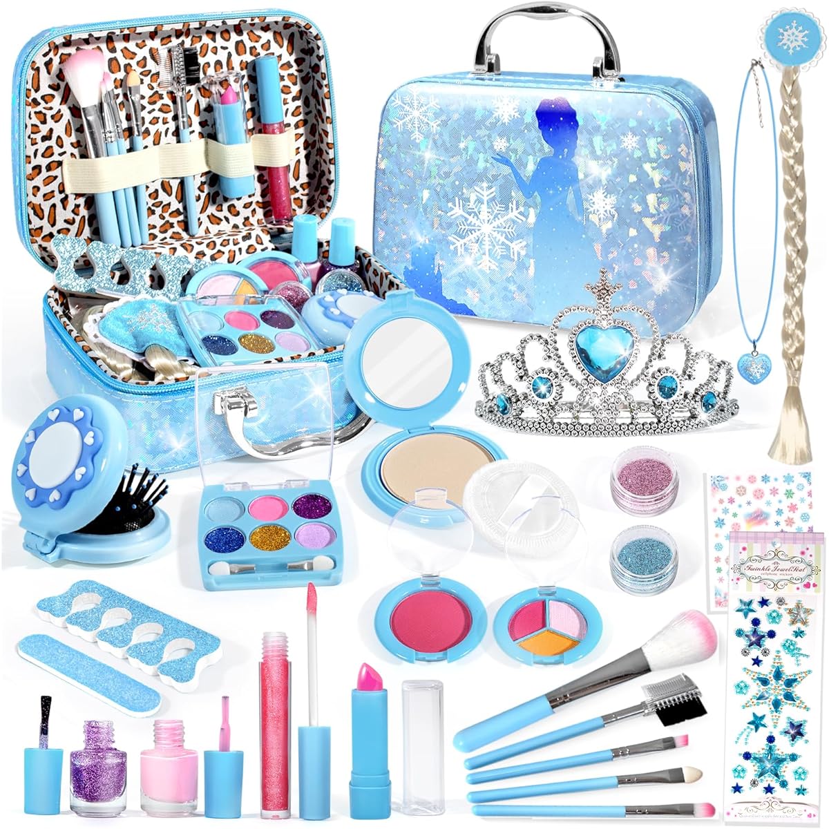 INNOCHEER Kids Makeup Kit Girls Toys Frozen Makeup Set for Girls Real Washable Makeup Kit for Girls Birthday Christmas Princess Gifts for Girls Toddler Age 3 4 5 6 7 8 9 10 11 12 Years