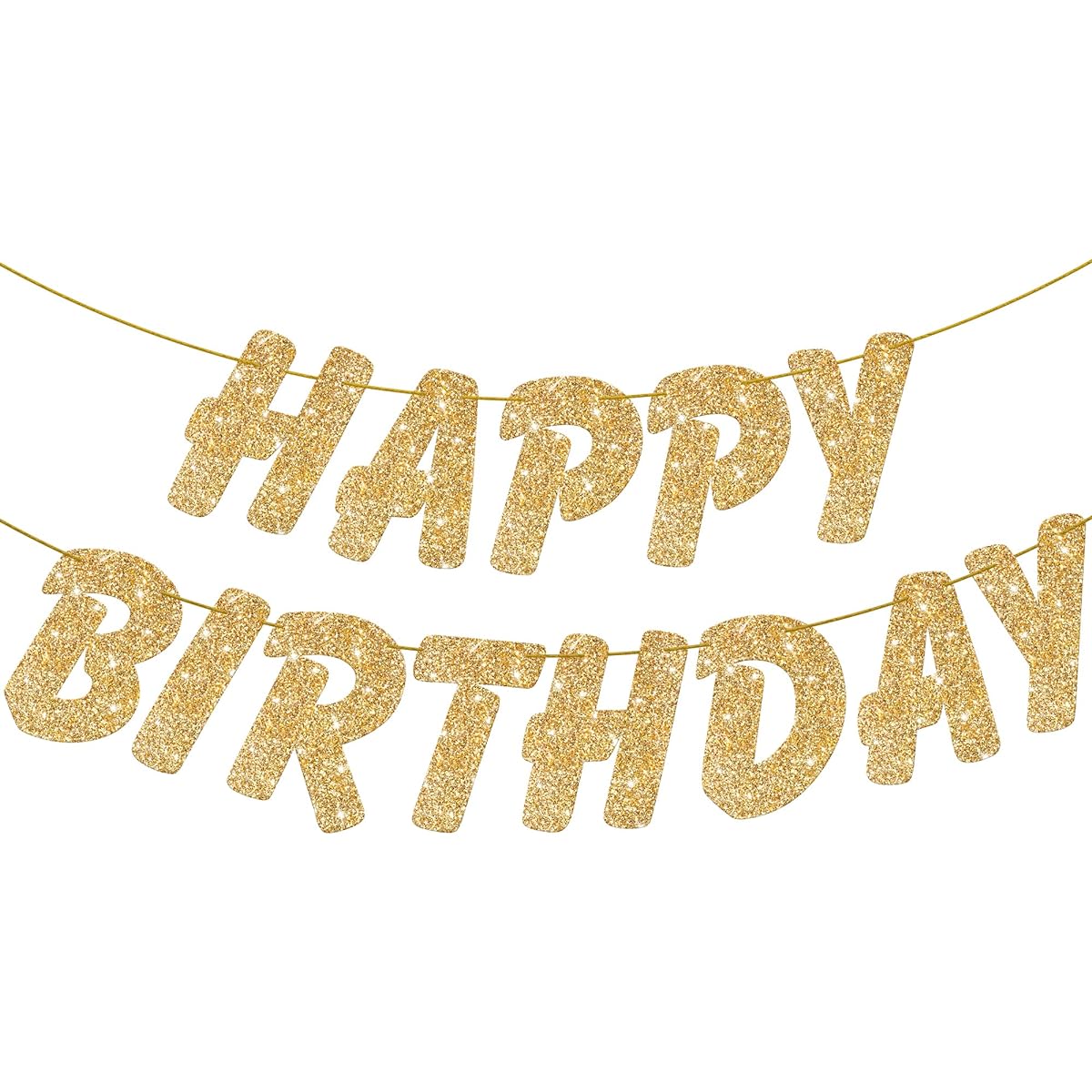 KatchOn Glitter Gold Happy Birthday Banner - 10ft Gold Happy Birthday Sign | Gold Birthday Banner for Girls | Happy Birthday Gold Banner Happy Birthday Decorations
