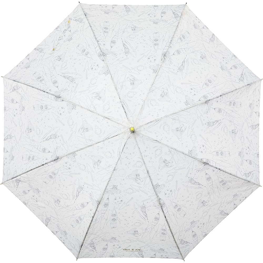 [Moonbat] PAUL & JOE Space Cat Travelers Umbrella Long Umbrella with Logo Simple Stylish Cat Travel Cute Women's White 21-113-10594-00 Rib Length: Approx. 60cm