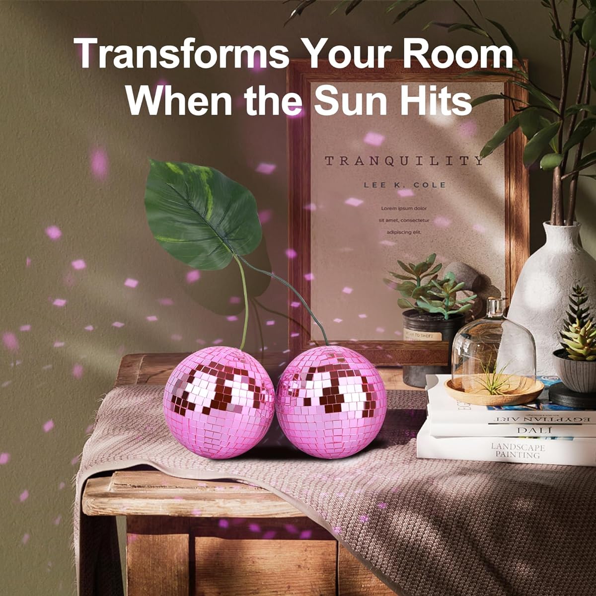 Cherry Disco Ball Decoration (Pink, Double Cherry - 12cm)