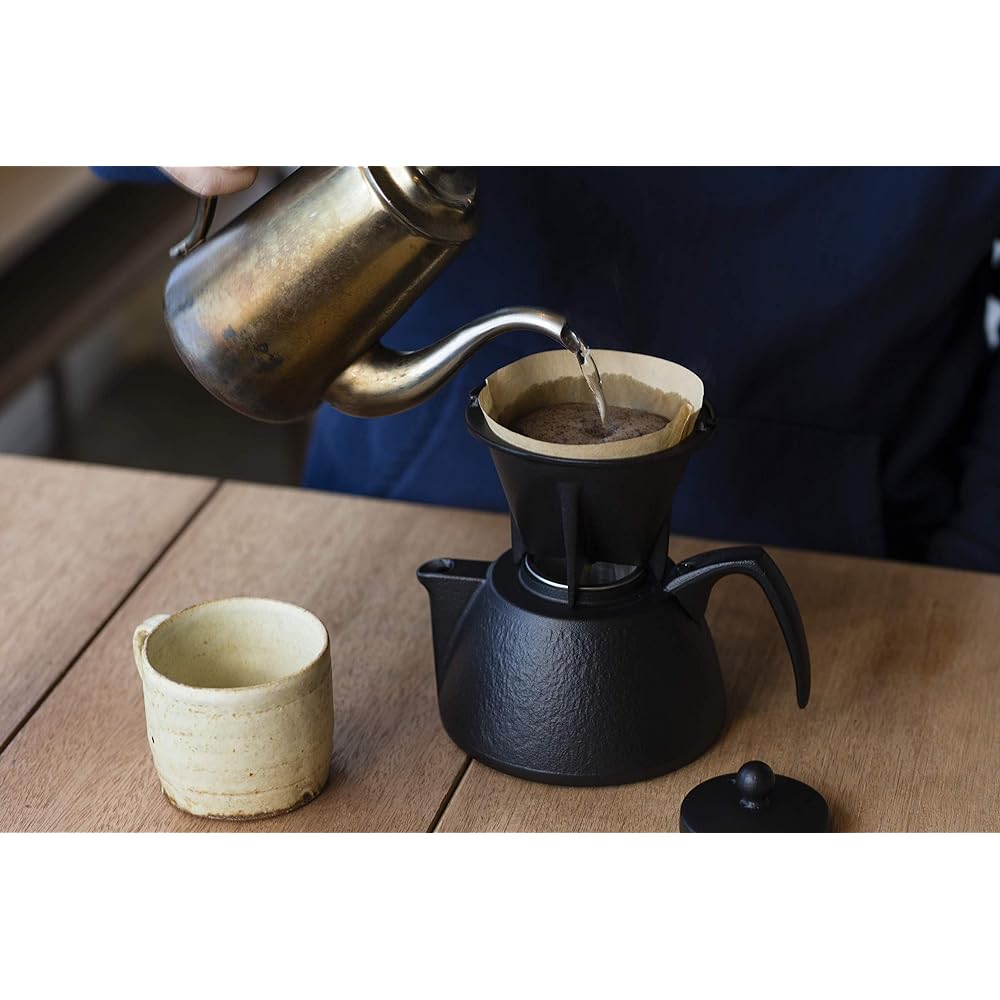 Iwachu Coffee Pot Set Black 0.75L IH Compatible Nambu Ironware 12361