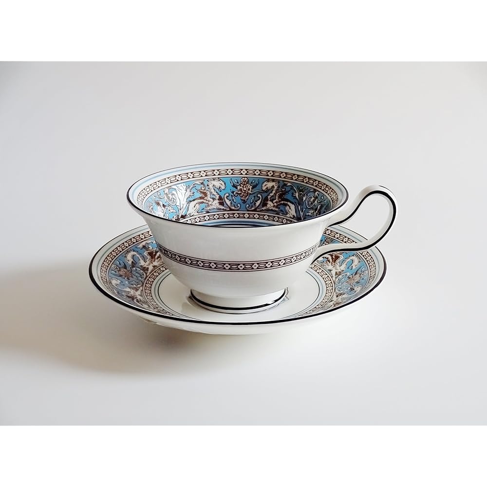 Wedgwood Florentine Turquoise Tea Cup & Saucer Peony [Parallel Import]