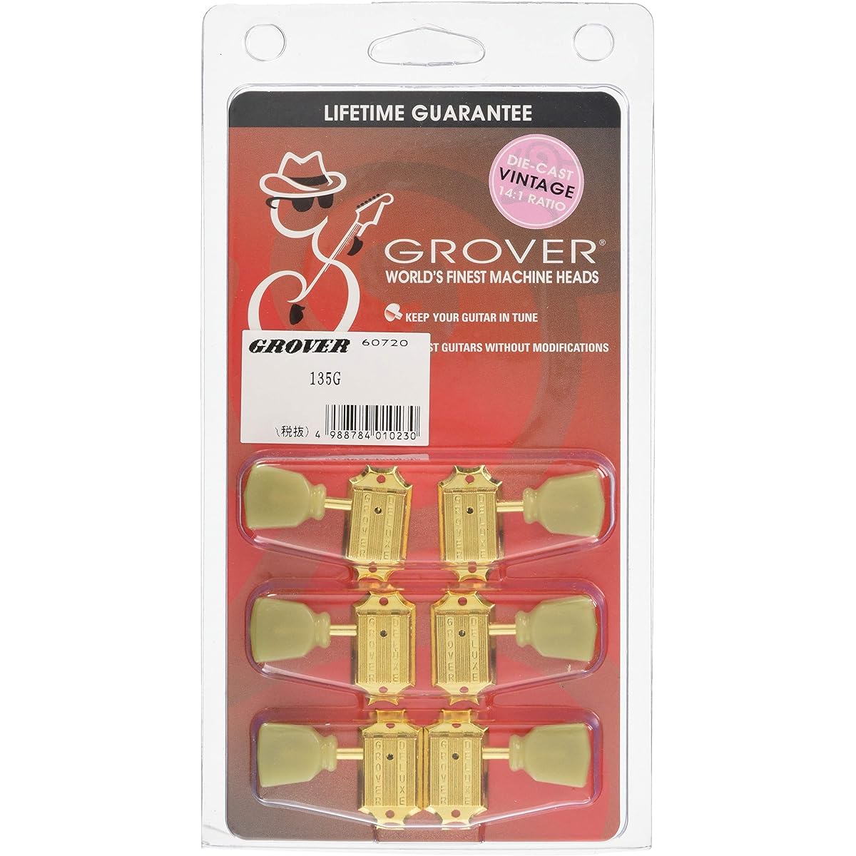 [Domestic regular import product] GROVER Guitar pegs 135G 6 piece set for 3:3 Gold