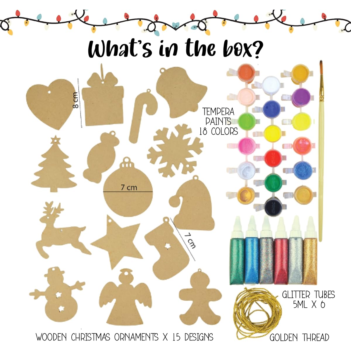 Kalakaram Christmas Ornament Painting Kit, Creative and Cheerful Christmas Kit for Ages 5 and Up, Set of 15 Ornaments, Christmas Gifts for Kids, Girls and Boys