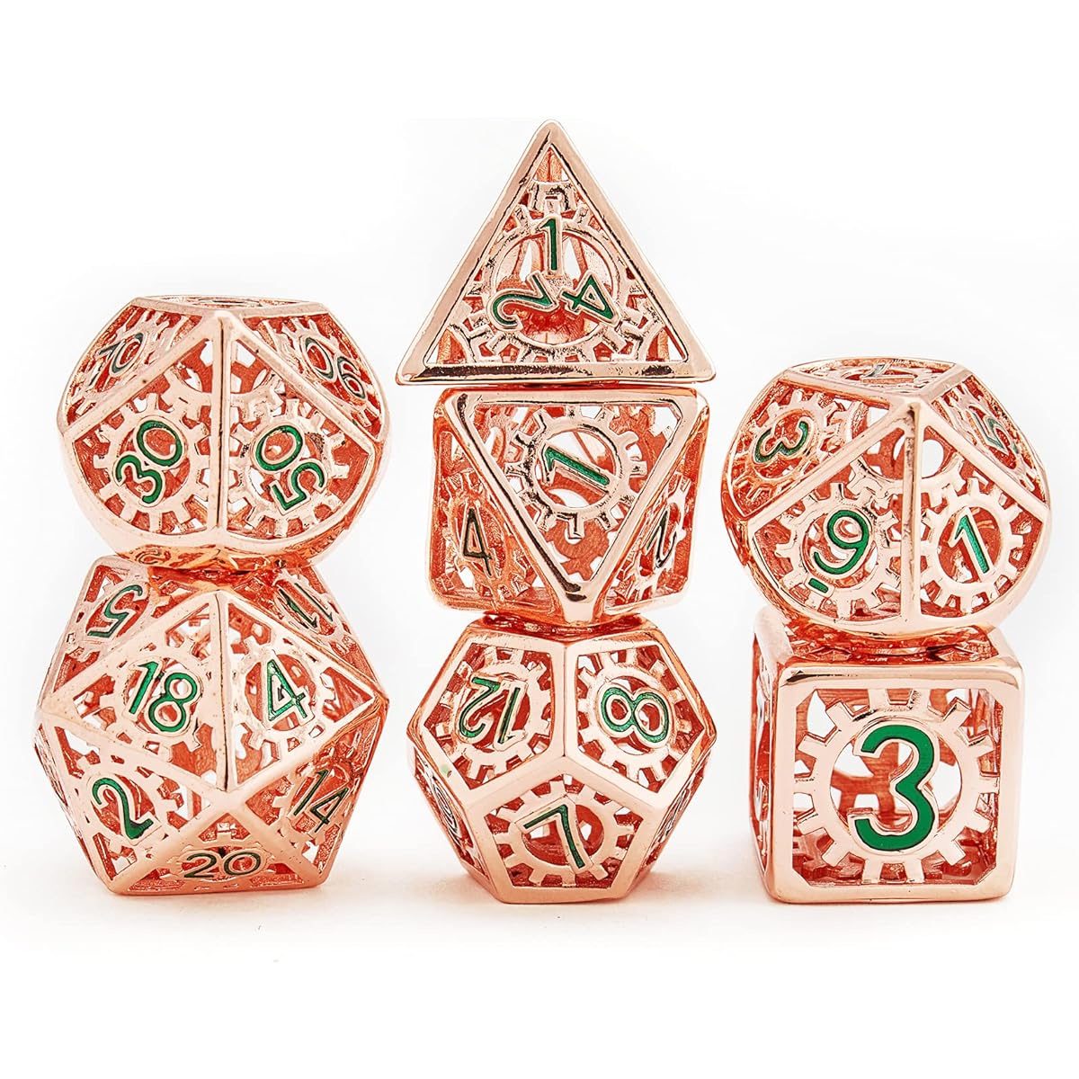 Hollow Metal DND Dice Set of 7 Unique Design Polyhedral D&D Dice Set with Gift Box and Numbers for Dungeons & Dragons RPG Role Playing and Pathfinder Dice Games (Red)