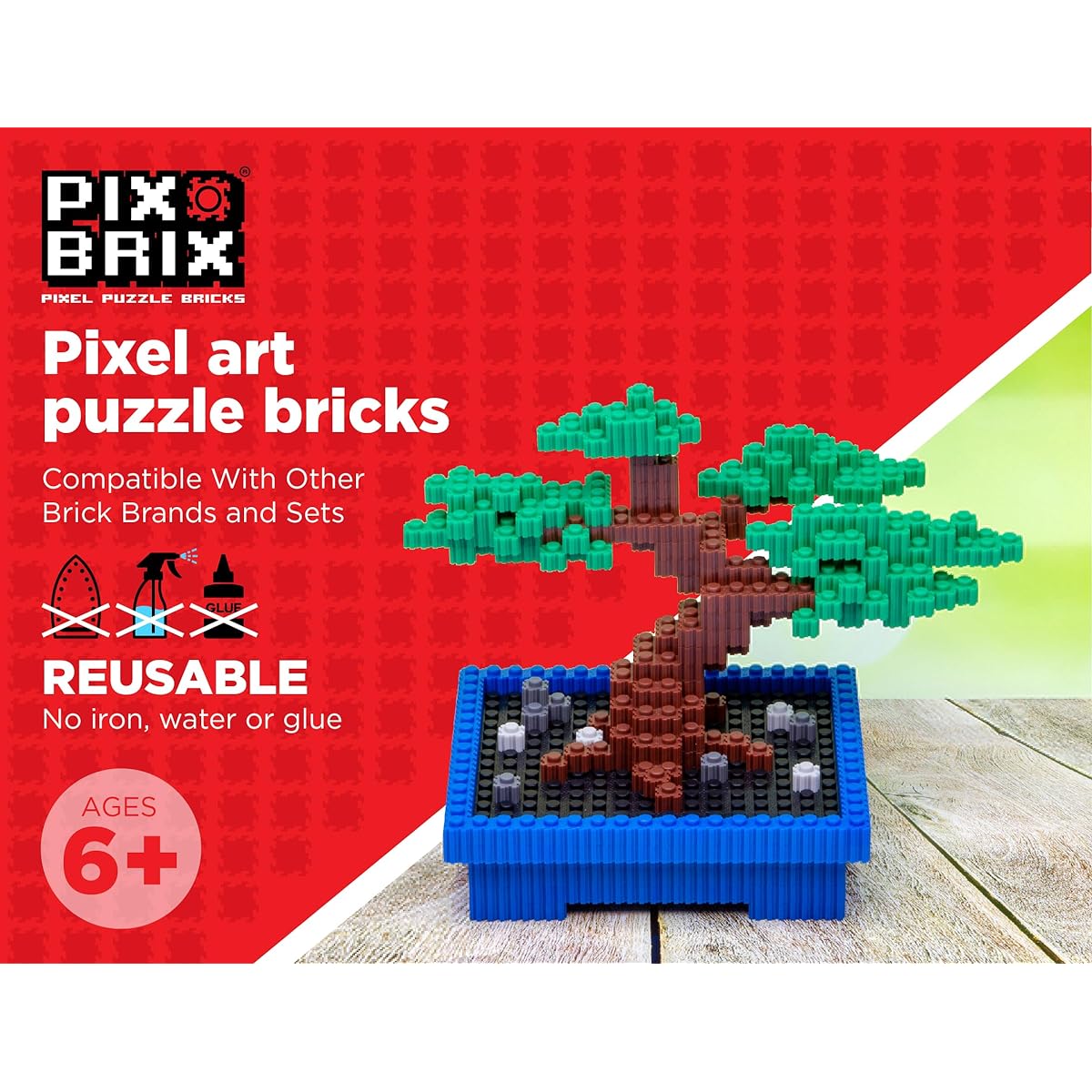 Pix Brix Pixel Art Puzzle Blocks - Christmas Scene Pixel Puzzle with Display Box - Patented Colorful Building Bricks to Create 2D and 3D Constructions - Fun and Festive Pixel Art Set for Kids and Adults