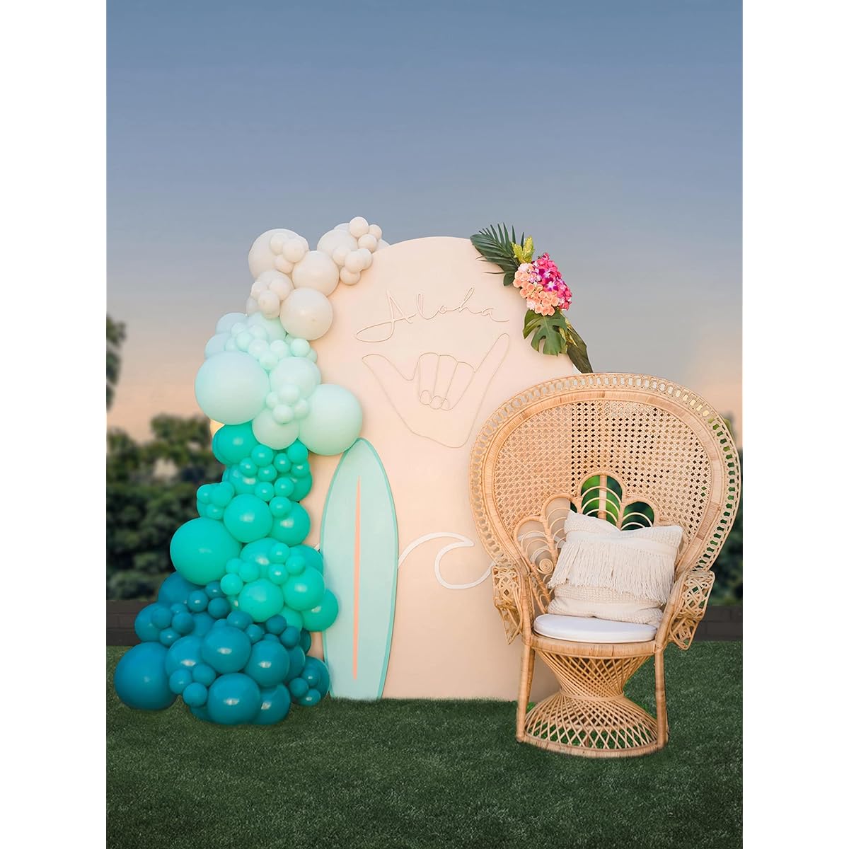 House of Balloons Aloha Balloon Garland Kit 10ft with 150+ Balloons Surf Theme Ocean Theme Surfer Theme Party Supplies DIY Balloon Arch Balloon Kit Blue Blue Ombre