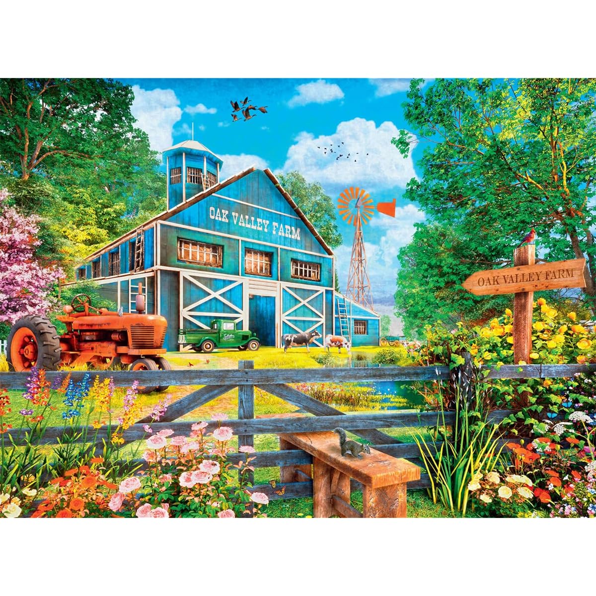 Buffalo Games - Country Life - Oak Valley Farm - 1000 Piece Jigsaw Puzzle for Adults - Challenging Puzzle Perfect for Game Night - Finished Size 26.75 x 19.75