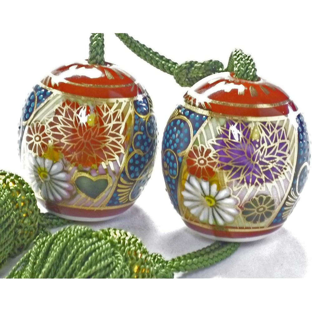 Kutani ware [Fuchin] Blue grain & gold flower filling heart