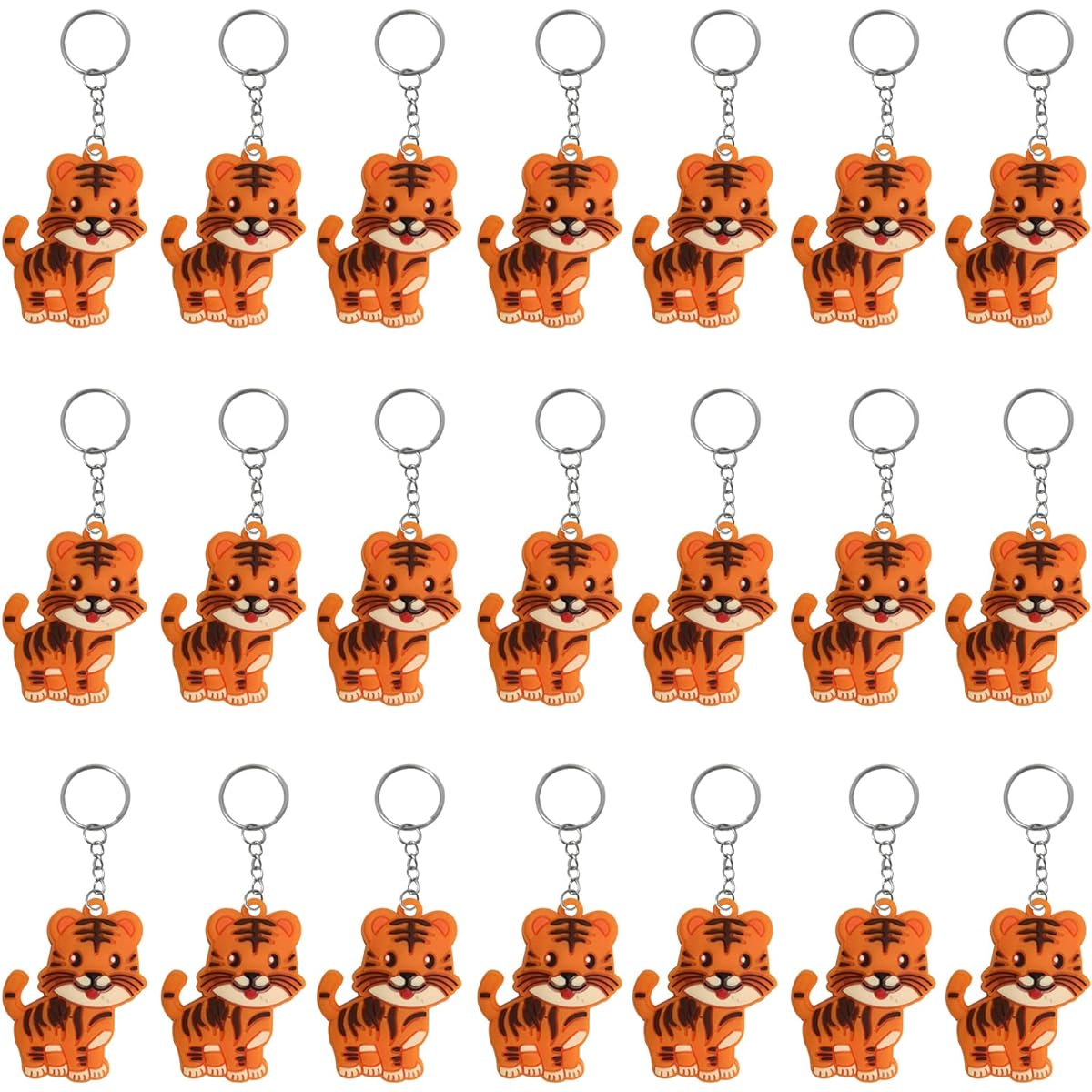 iMagitek Tiger Keychains, Pack of 24 Safari Animal Keychains, Tiger Theme Party Favors, Jungle Safari Party Favors, Kids Birthday Party Bag Fillers, School Carnival Rewards