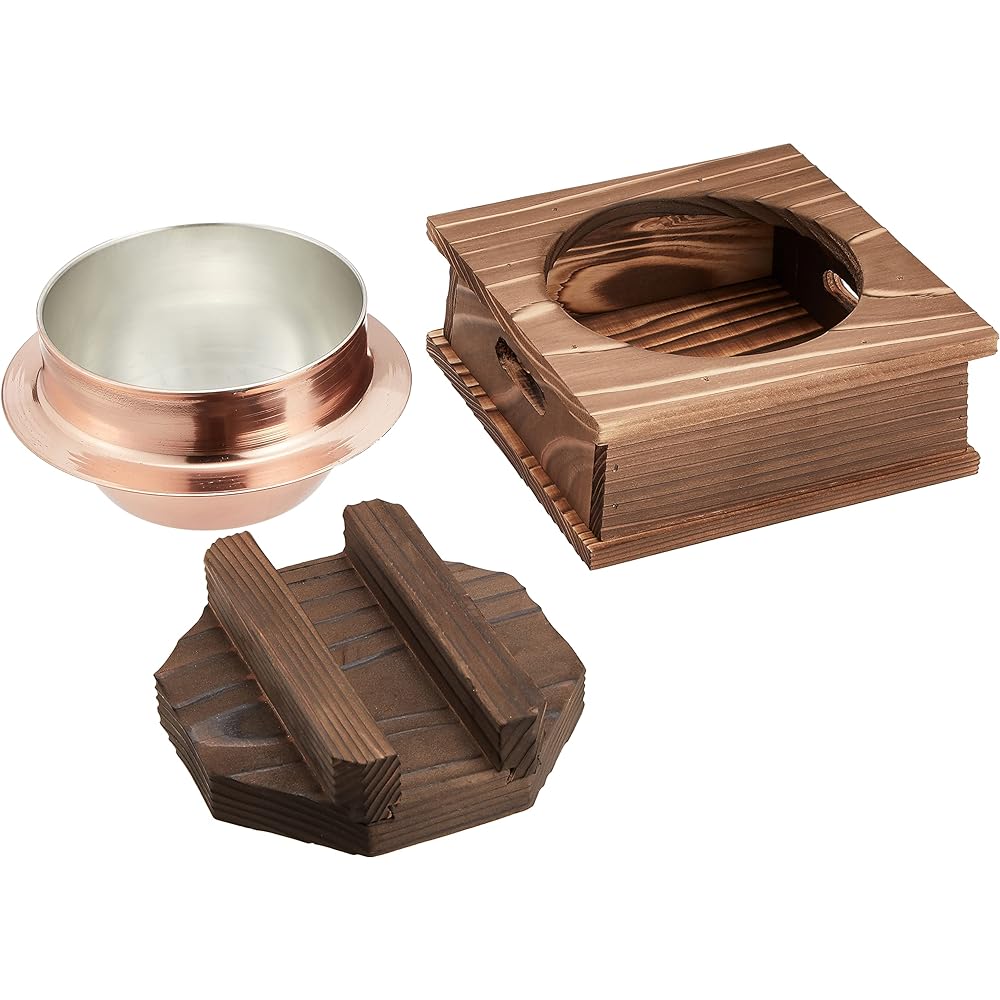 Endo Shoji TKG Tabletop Rice Pot, Copper Kama-meshi Set, 1 cup, Serves cooked Kama-meshi, Cooks quickly and deliciously due to the high thermal conductivity of copper, Width x Depth x Height (mm) 165 x 165 x 155, Inaka-kama-meshi, Commercial use QKM7301