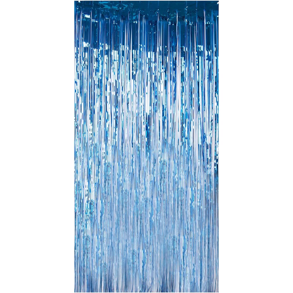 Lelinta 3.28 x 9.85ft Metallic Tinsel Foil Shimmer Fringe Rain Curtain Backdrop Curtain for Wedding Party Birthday Photo Background Decoration (2pcs Blue)