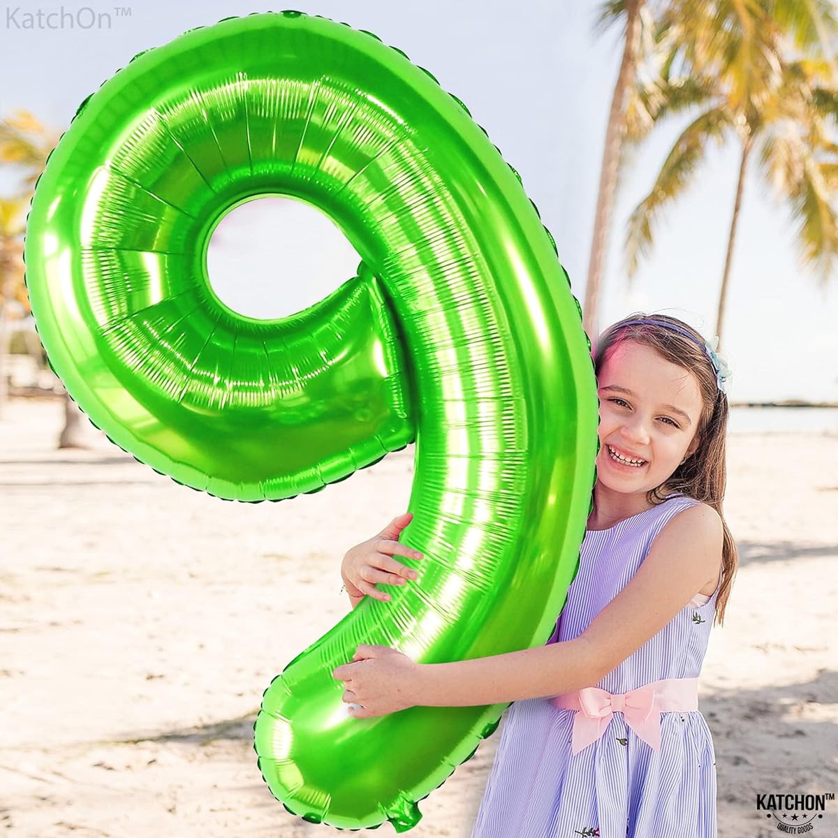 KatchOn Light Green Number 9 Balloon - 40 Inches | Green 9 Balloon Number 9 Year Old Boy Birthday Decorations | 9 Year Old Neon Party Decorations | Luau 9 Year Old Balloons for Luau Party Decorations