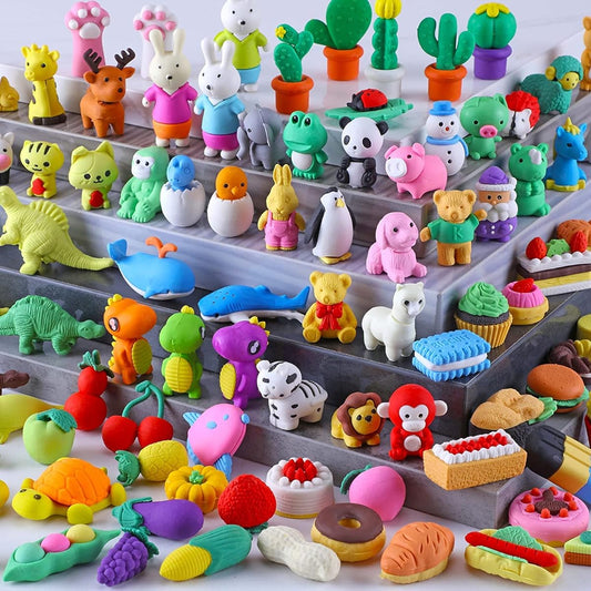 Animal Erasers for Kids Pets Classroom 3D Bulk Mini Puzzle Pencil Erasers Desk Cute Erasers for Classroom Rewards and Prizes Novelty Fun Party Favors Gifts Pack of 200