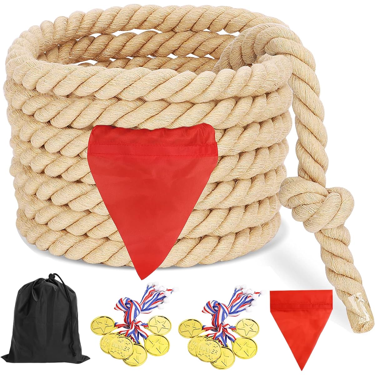 CWLAKON Outdoor Games Tug of War Rope for Kids and Adults Field Day Family Reunion Birthday Party Games Summer Yard Backyard Lawn Games Camping Picnic Carnival Games