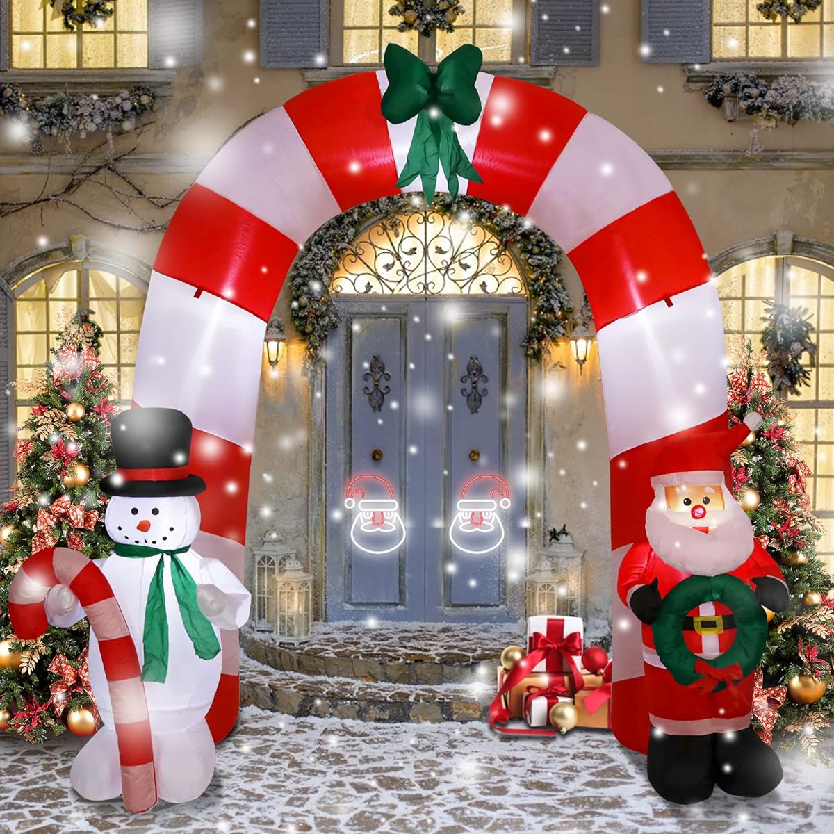 MUMTOP Christmas Inflatable Archway 8ft Christmas Inflatable Outdoor Decorations Inflatable Christmas Yard Decorations Santa Claus and Snowman Inflatable Yard with Lights Outdoor Decorations