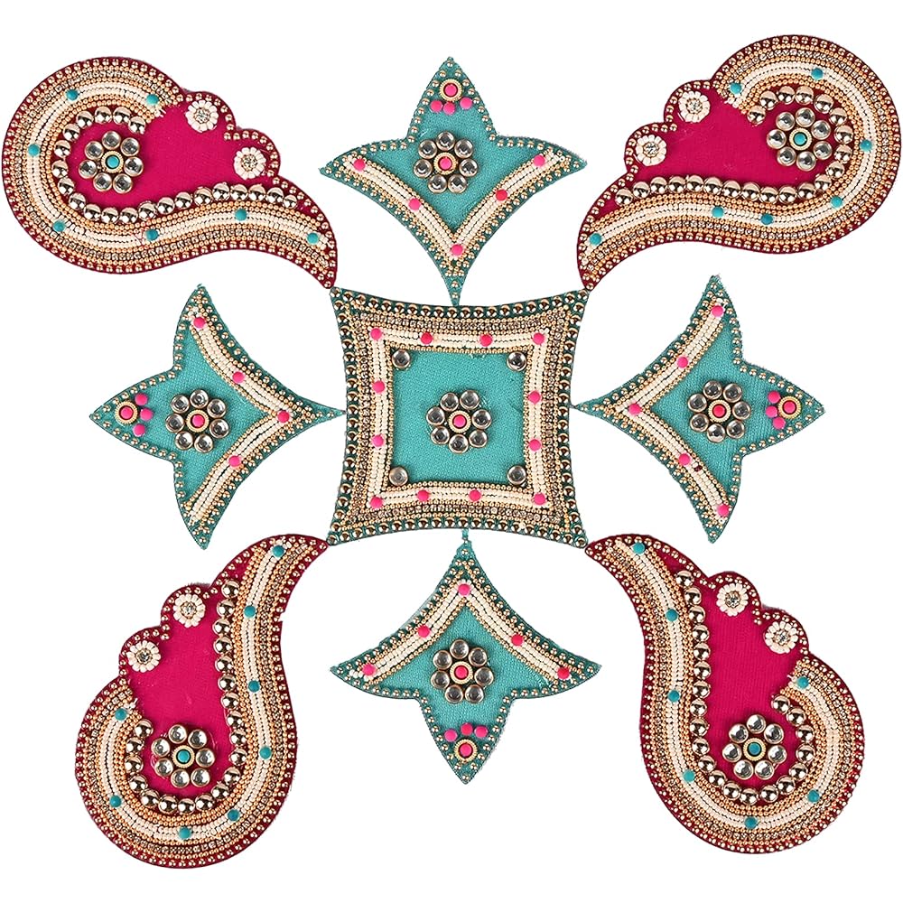 Aditri Creation Floor Rangoli Designer Reusable Rangoli Acrylic Rangoli Indian Traditional Home Decor Gift Home Decoration Festival Decoration and Gift Size:-12" Multi-color