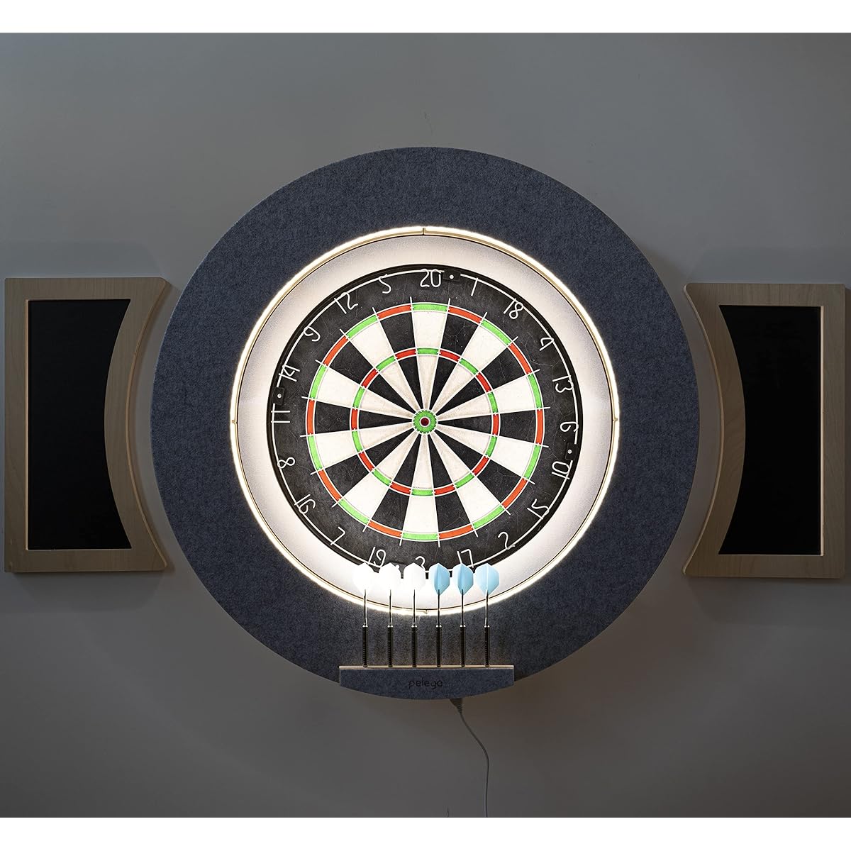 peleya Dart Board Cabinet Dart Board LED Darts Blackboard with Blackboard Pen