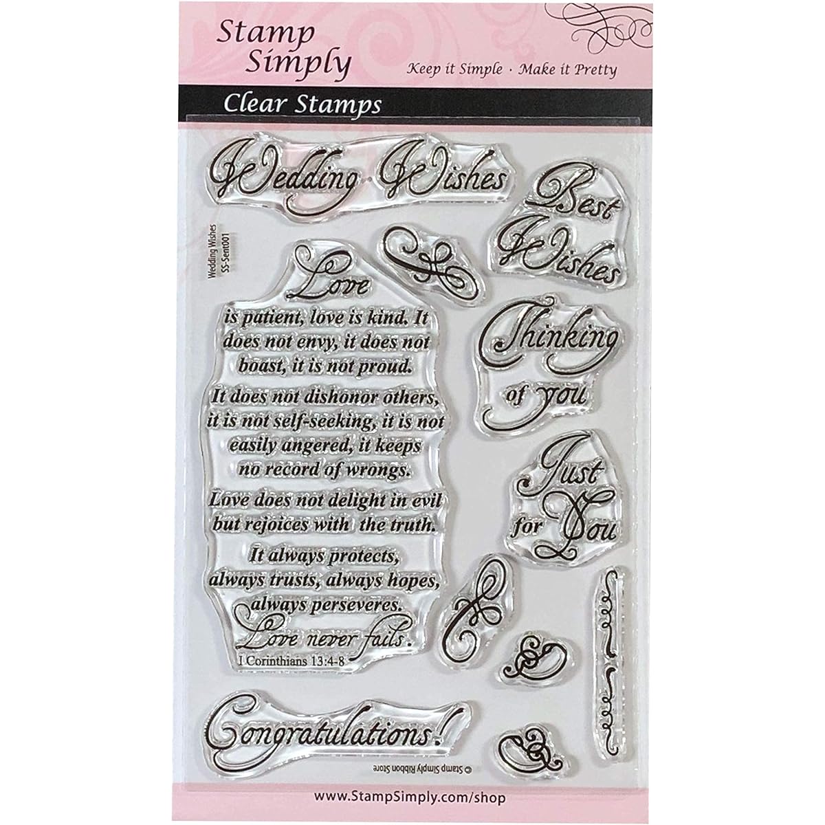 Stamp Simply Clear Stamp Wedding Wishes Set Christian Religious 4x6 inch 11 Piece