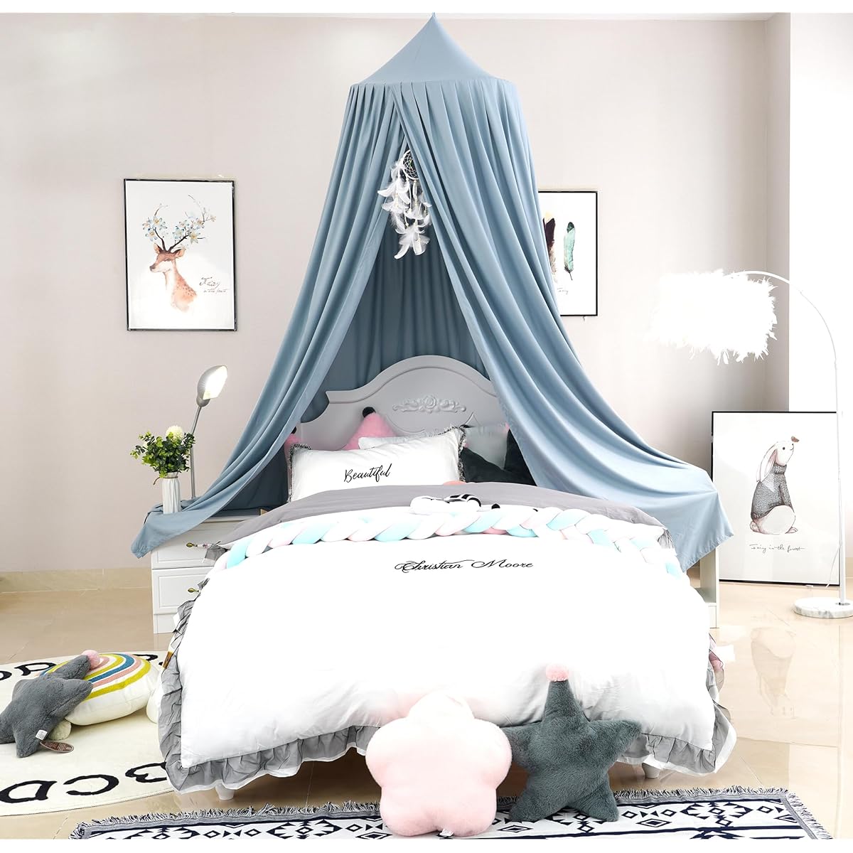 VuyQi Aoqus Extra Large Kids Bed Canopy with Princess Cute Dome Crib, Canopy for Kids Room, Girls Bed Canopy, Girls Room Decor, Kids Bed Tent, Boys Reading Canopy, Play, Hanging Canopy