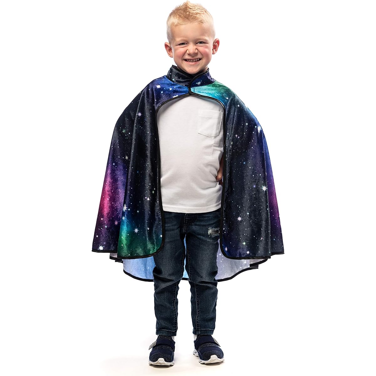 Little Adventures Galaxy Wizard Costume Cape for Ages 3+ - Machine Washable for Kids Pretend Play and Party Dress Up No Bling