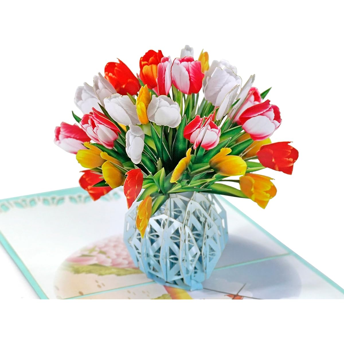 Flying Meow Tulip Flower Greeting 3D Pop-up Card - Handmade Greeting Cards for Blooming Season (Tulip Flower)