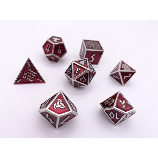 Norse Foundry Set of 7 Vampire Blood Norse Series Full Metal Polyhedral Dice RPG Math Game DND Pathfinder...