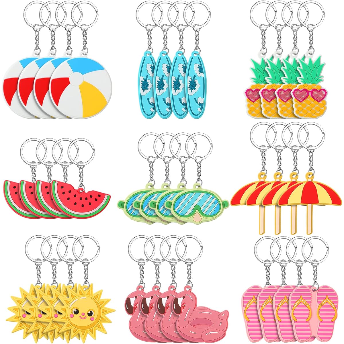 Pool Party Keychains 36 Pieces Pool Summer Beach Kids Keychains Keyrings Pool Party Favors Kids Adults Party Favors Backpack Wallet Luggage Luau Beach Pool Party 9 Different Styles