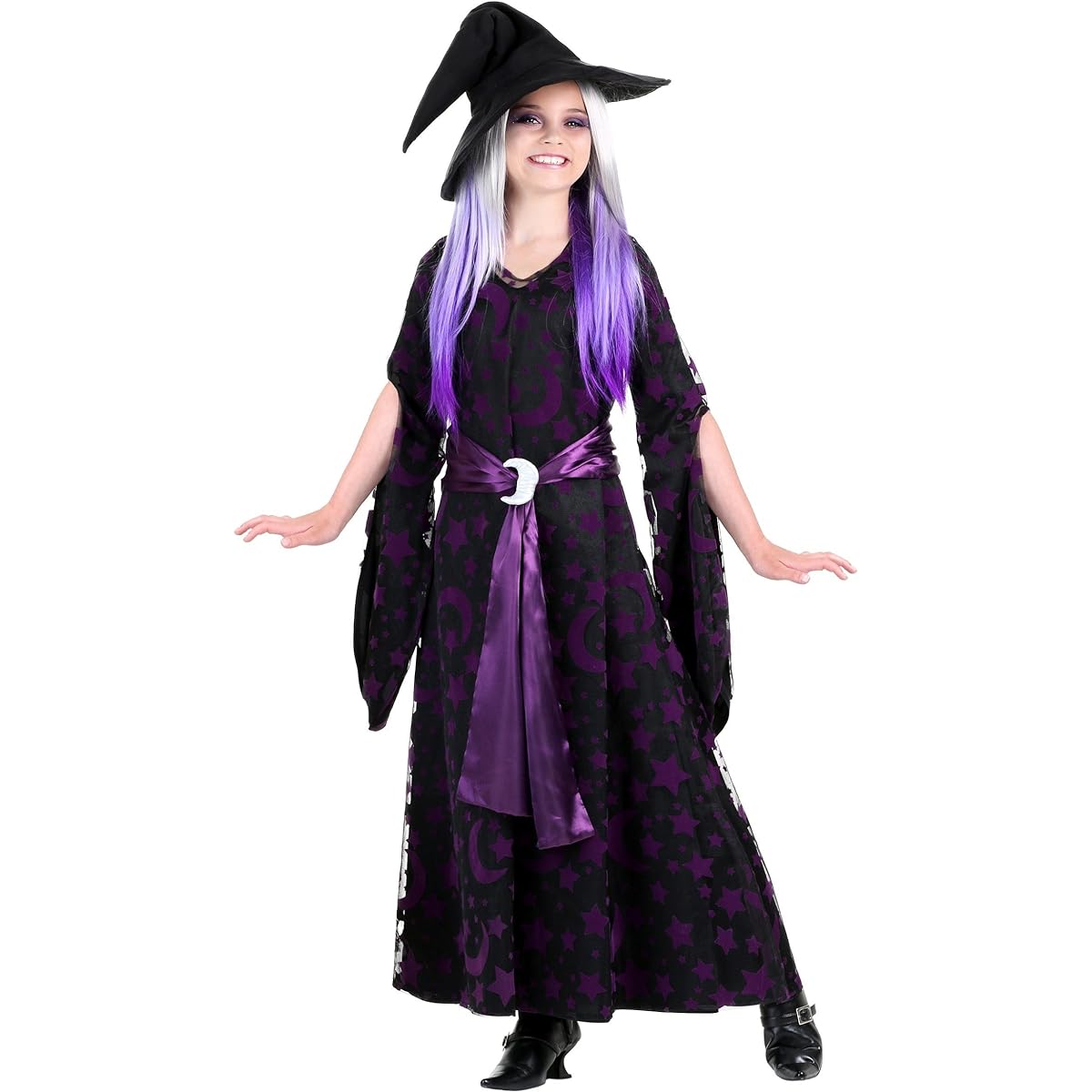 Girls Purple Moon Witch Costume