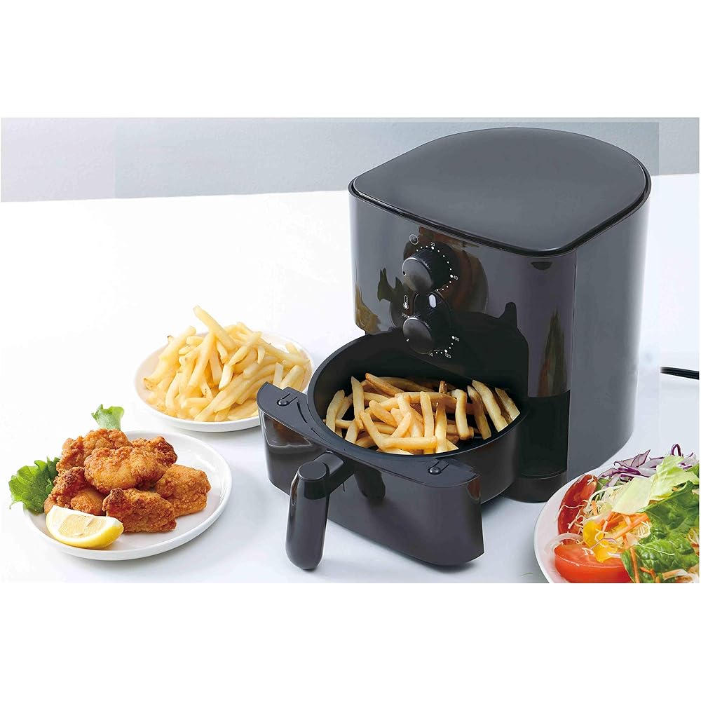 Refry Master Black KDFY-08AB Airfryer Deep-fried food pot Easy to prepare and clean, easy to use for deep-fried side dishes No oil required Delicious and frozen foods can be freshly fried and crispy LITHON