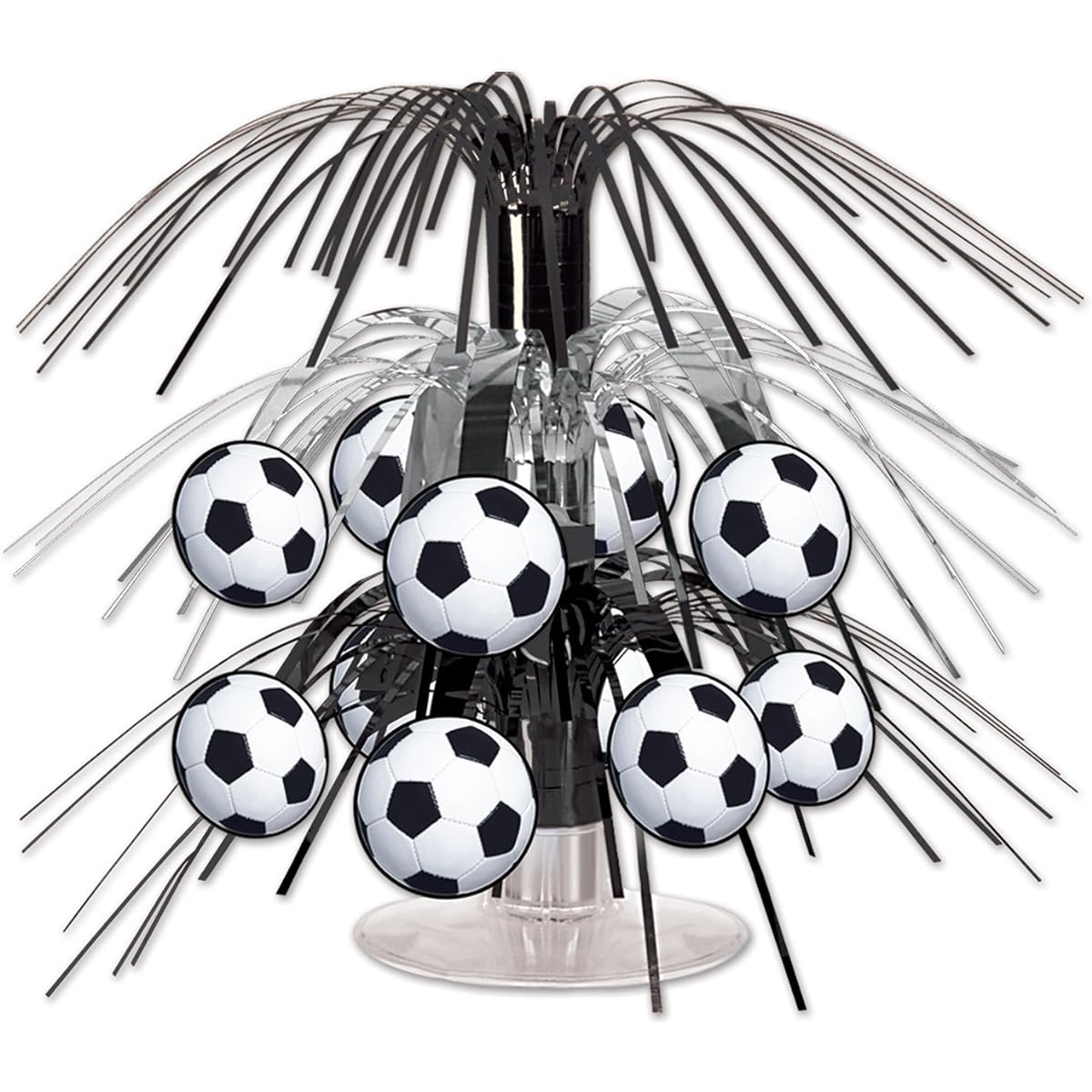 Beistle Soccer Ball Cascade Centerpiece 71/2" Black/Silver/White