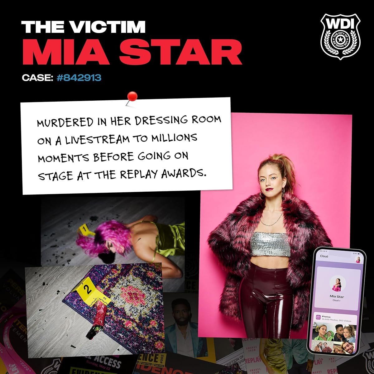 WHAT DO YOU MEME? Who Killed Mia — A Modern Murder Mystery Game True Crime Solving Games for Adults Find Who Killed Influencer Mia Star