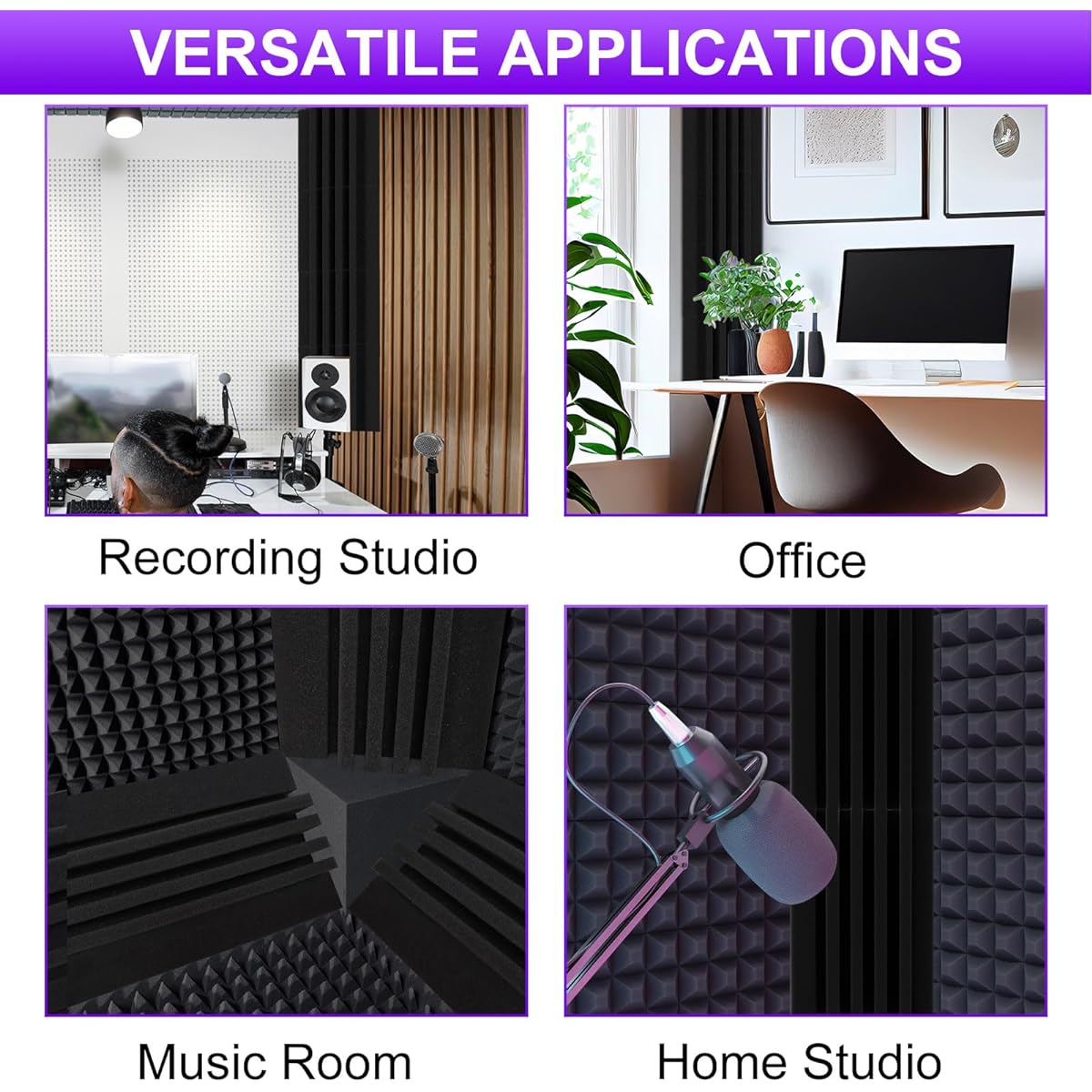 TroyStudio Interval Bass Trap - 4 x 4 x 12 Inch 12 Pieces Dense Studio Acoustic Foam Acoustic Bass Corner Reduces Reverb Echo Acoustic Treatment Sound Foam for Home/Office/Recording Studio