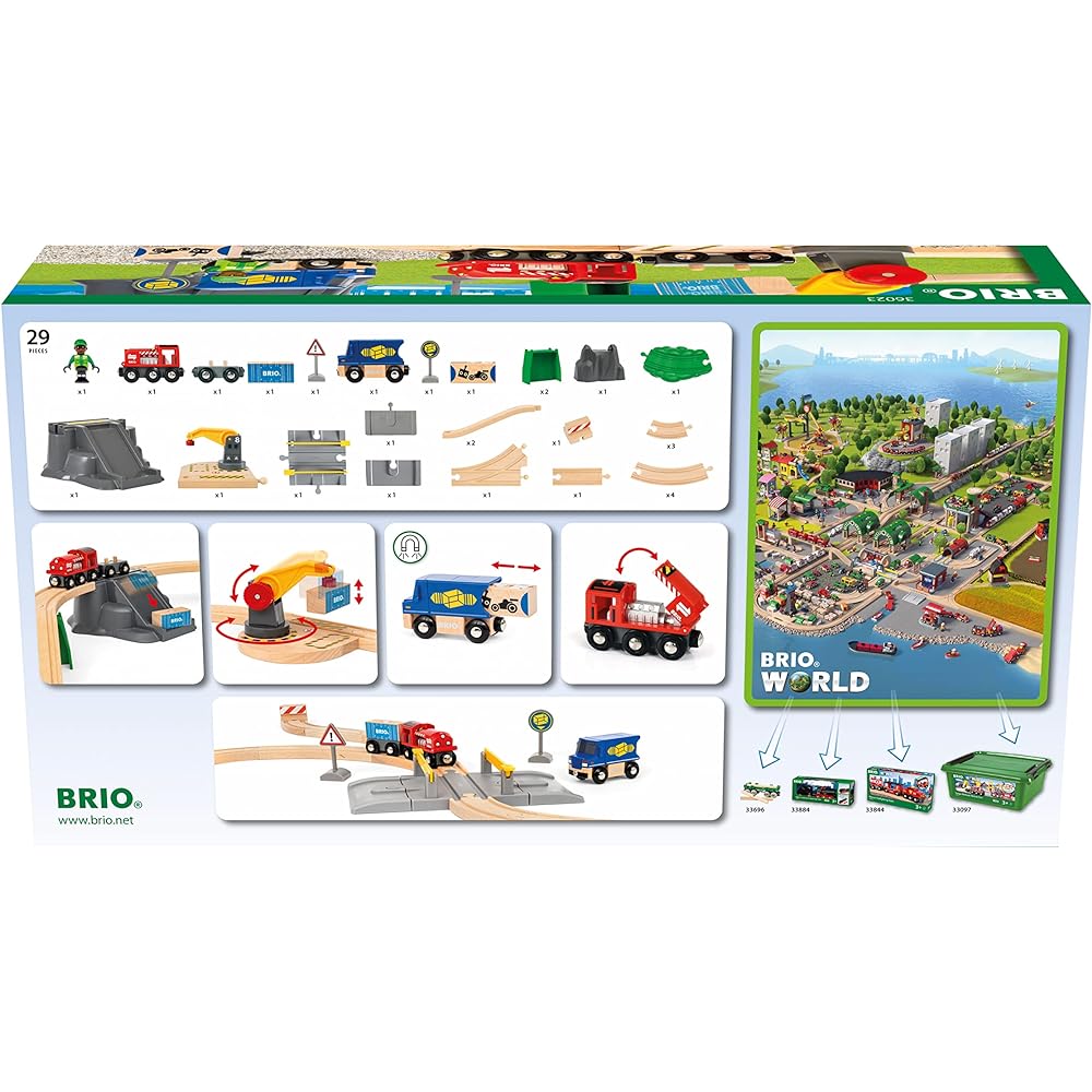 BRIO Cargo Delivery Set 36023 [Total 29 pieces] (Electric vehicle, train, toy, wooden rail) 3 years old and up