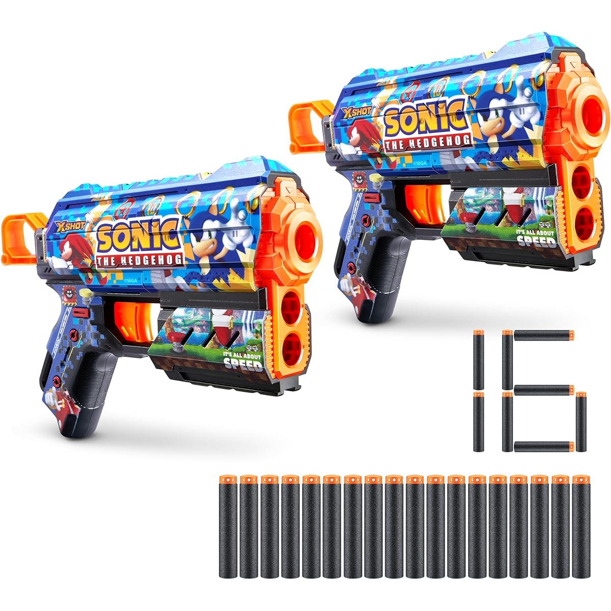 X-Shot-Skins Series Flux 1-2PK (16 darts) Sonic Mega